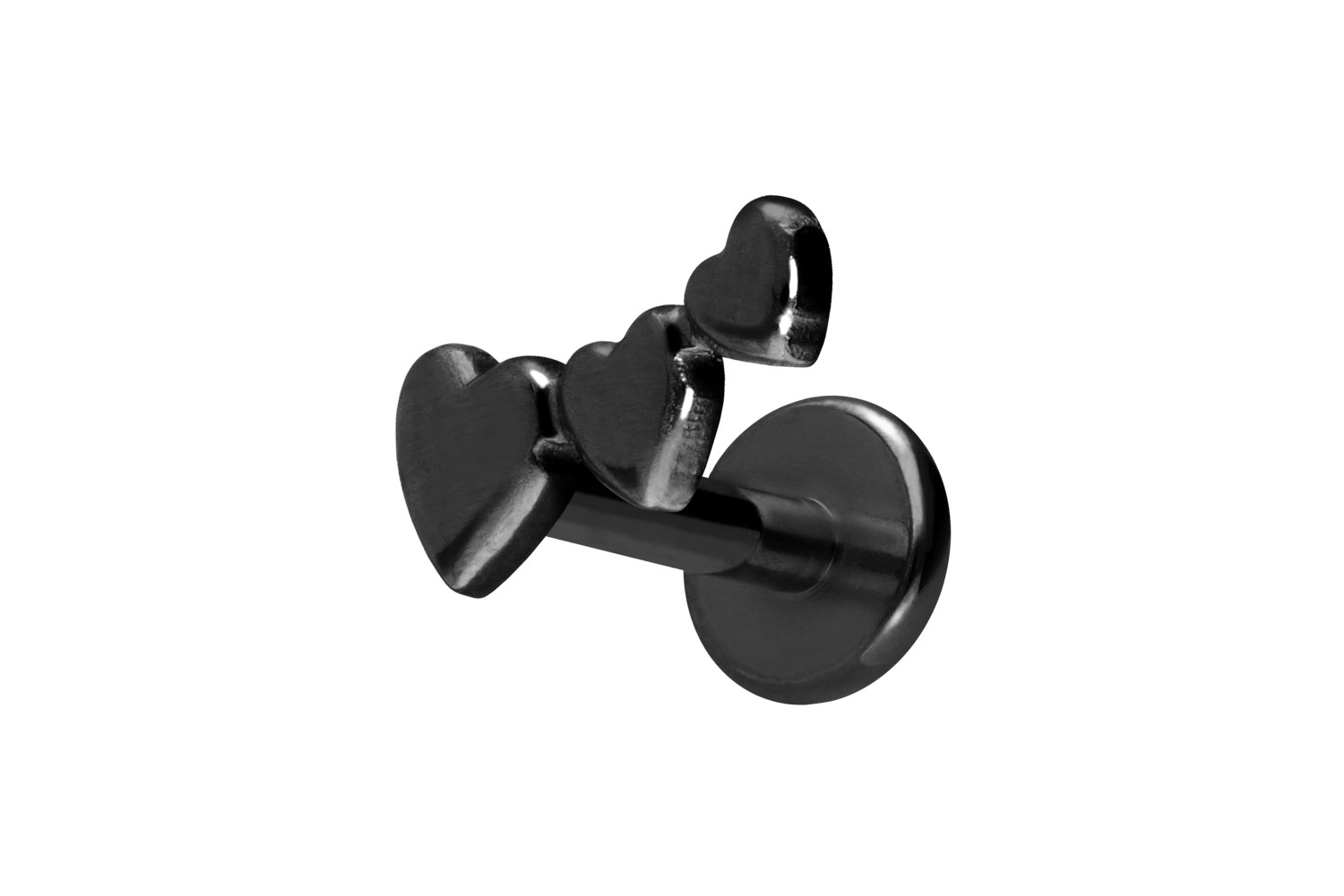 Titan Labret Piercing mit Push Fit 3 HERZEN